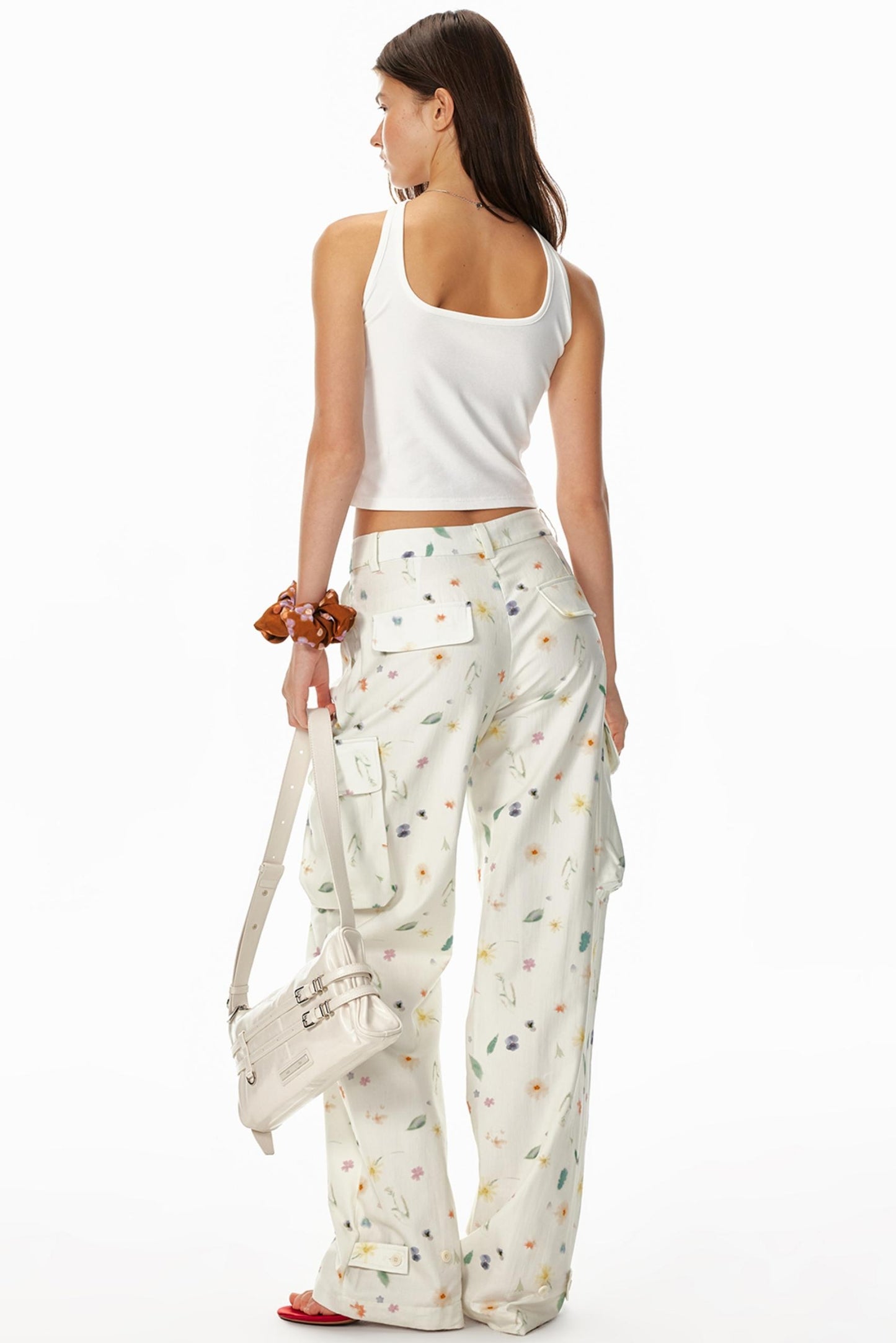 3D Floral Wide-Leg Pants