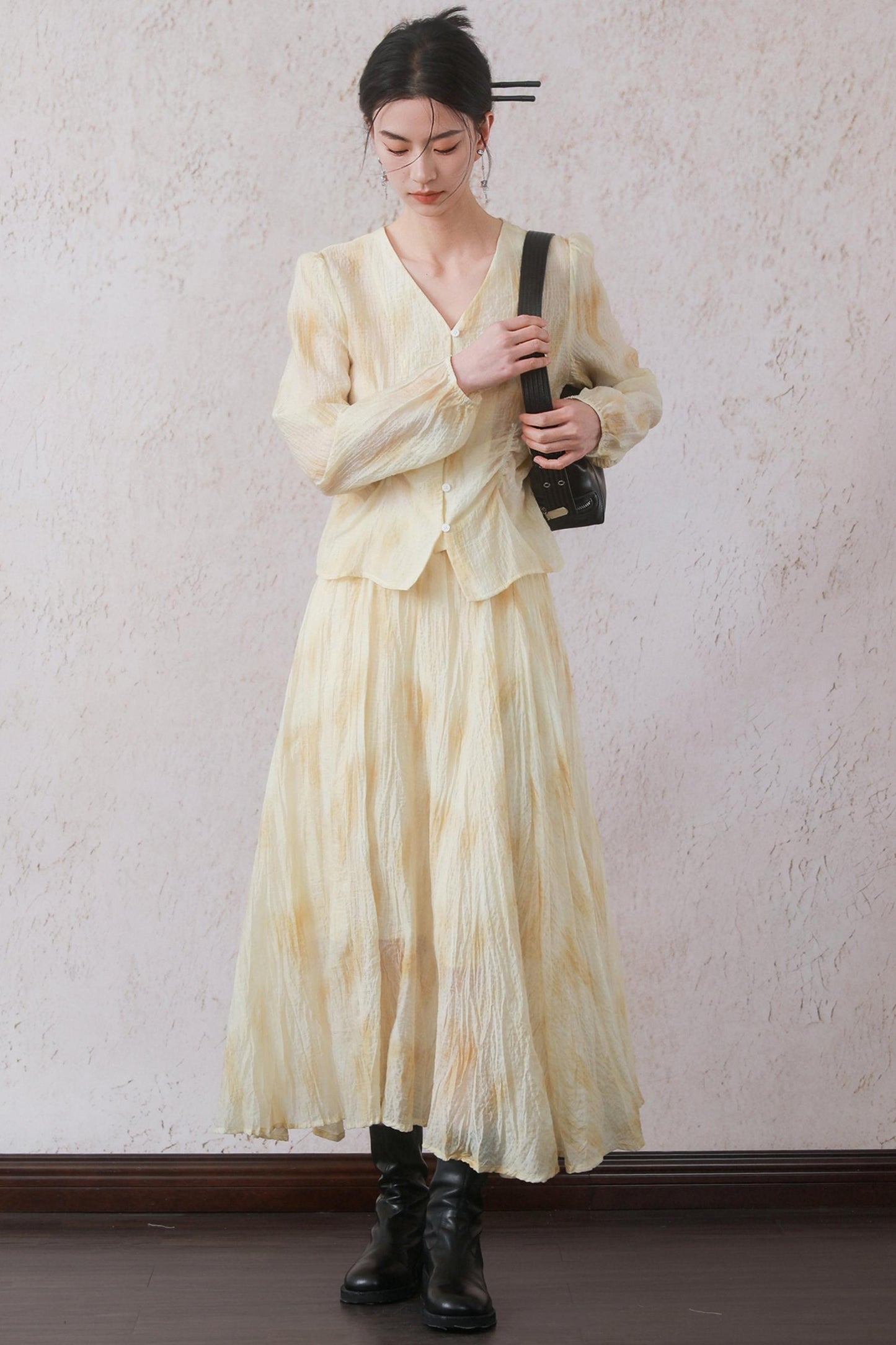 Yellow Pleated Skirt