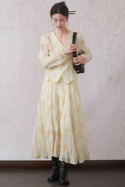 Yellow Pleated Skirt