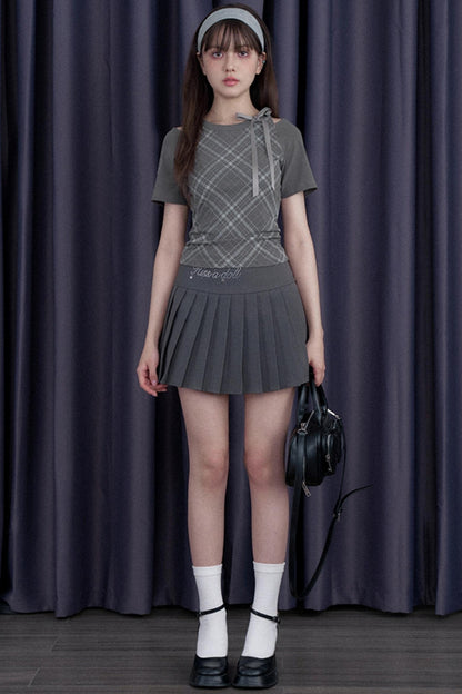 Missy Gray Check Peplum Tee