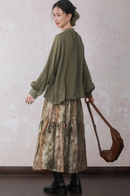 Autumn Amber Brown Blended Skirt
