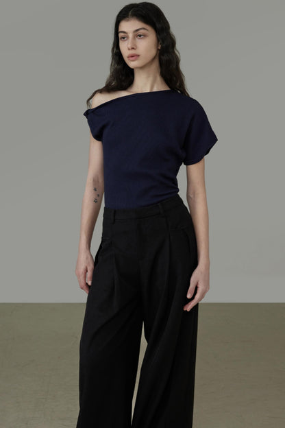 Elegant Slant Shoulder Top