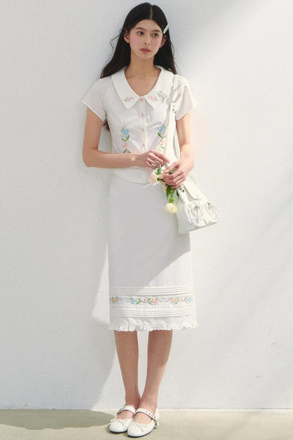 Floral Shirt & Skirt Set-Up