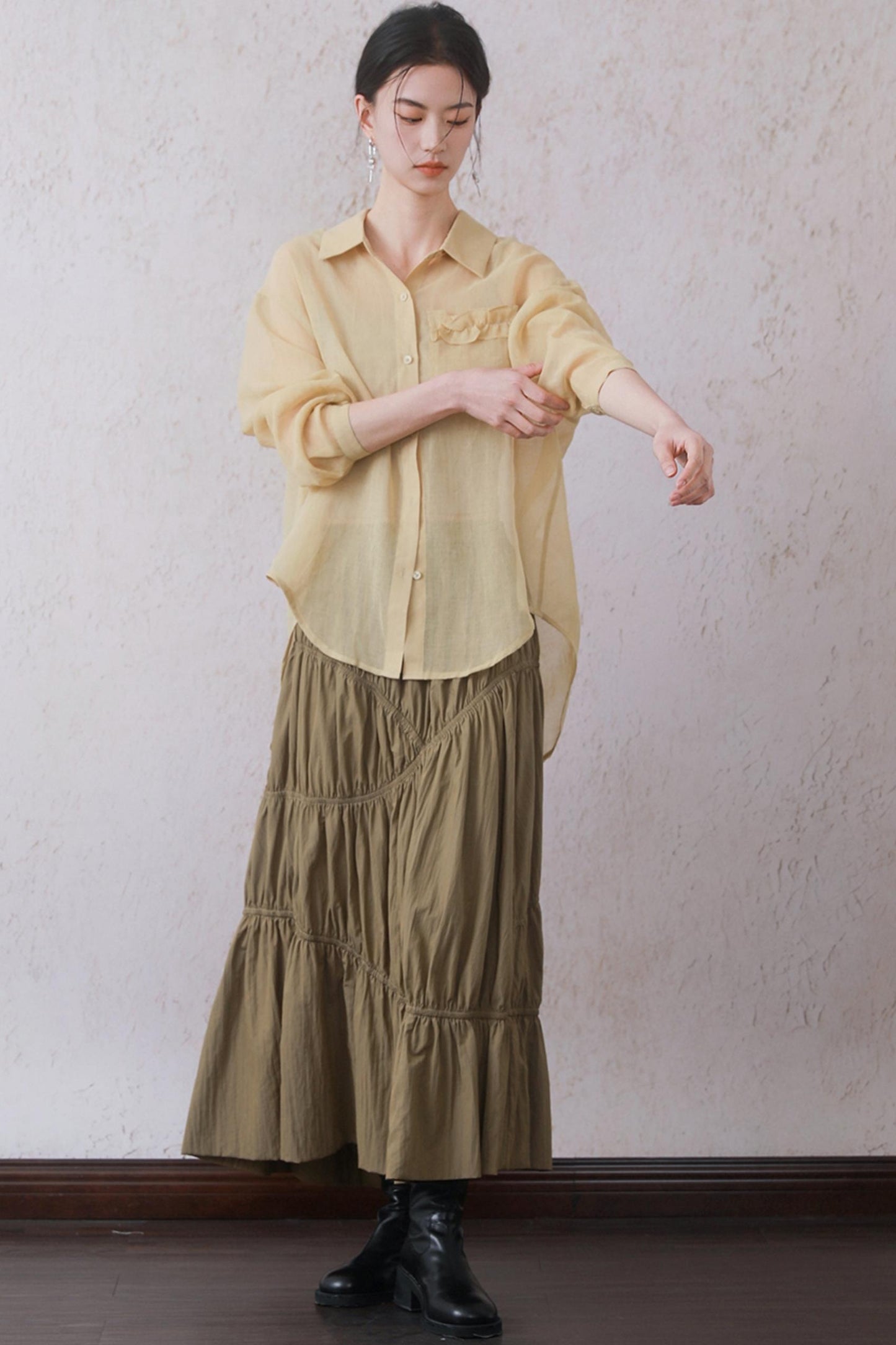 Yellow-Brown Bustier Skirt