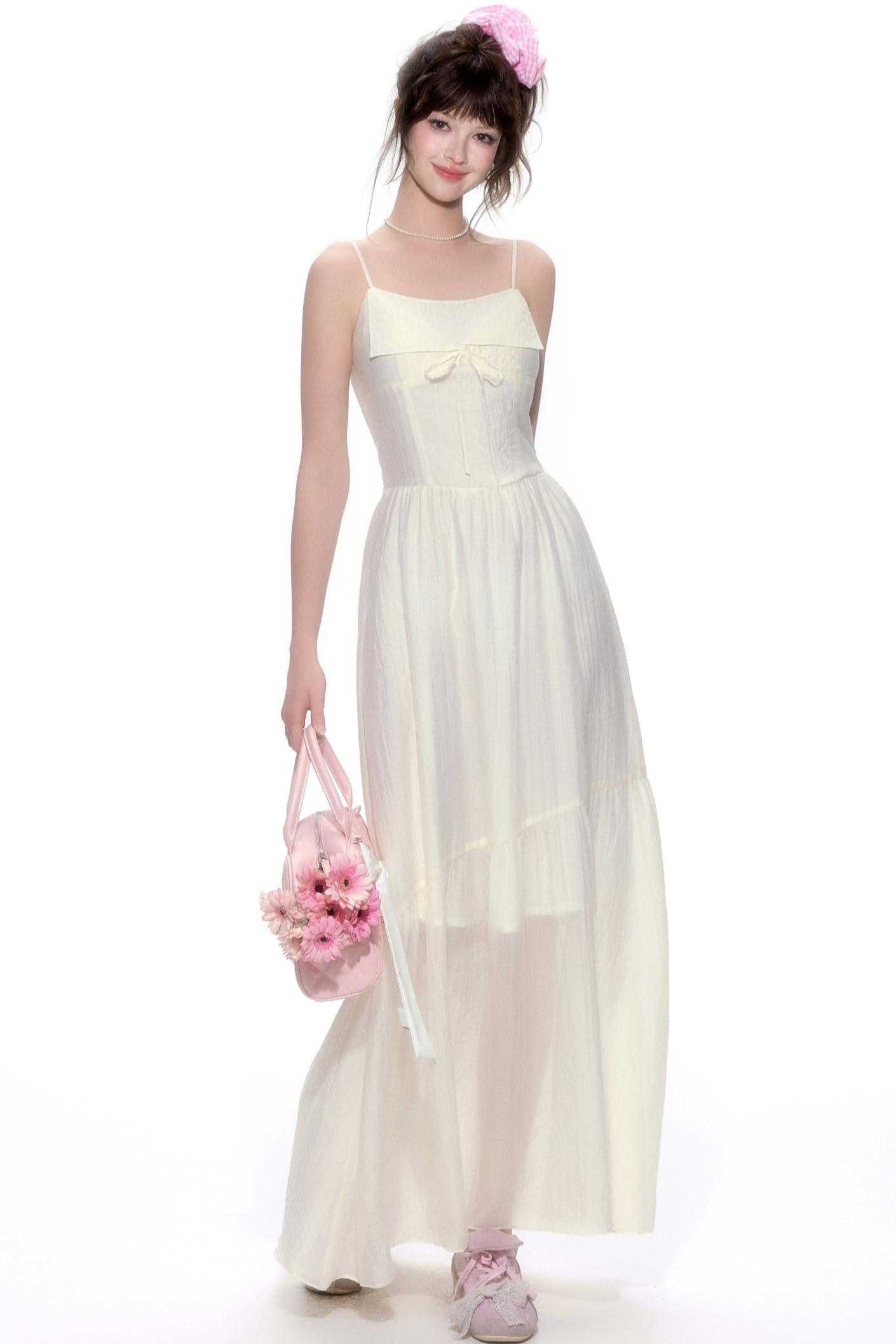 Chic Tencel White Long Dress