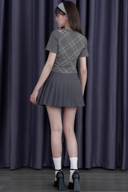 Missy Gray Check Peplum Tee