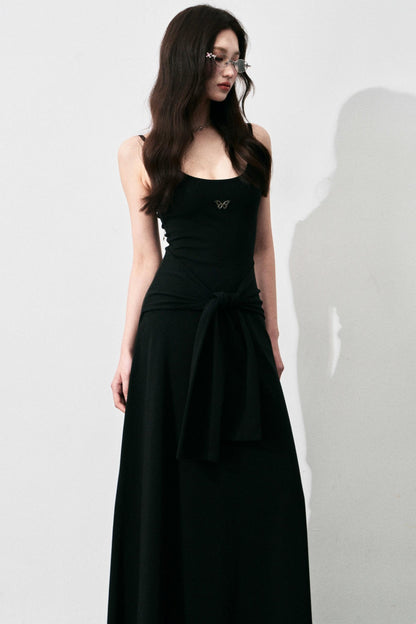 Tie-Waist Halter Maxi Dress