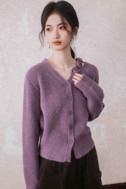 Lavender Carmine Crochet Sweater