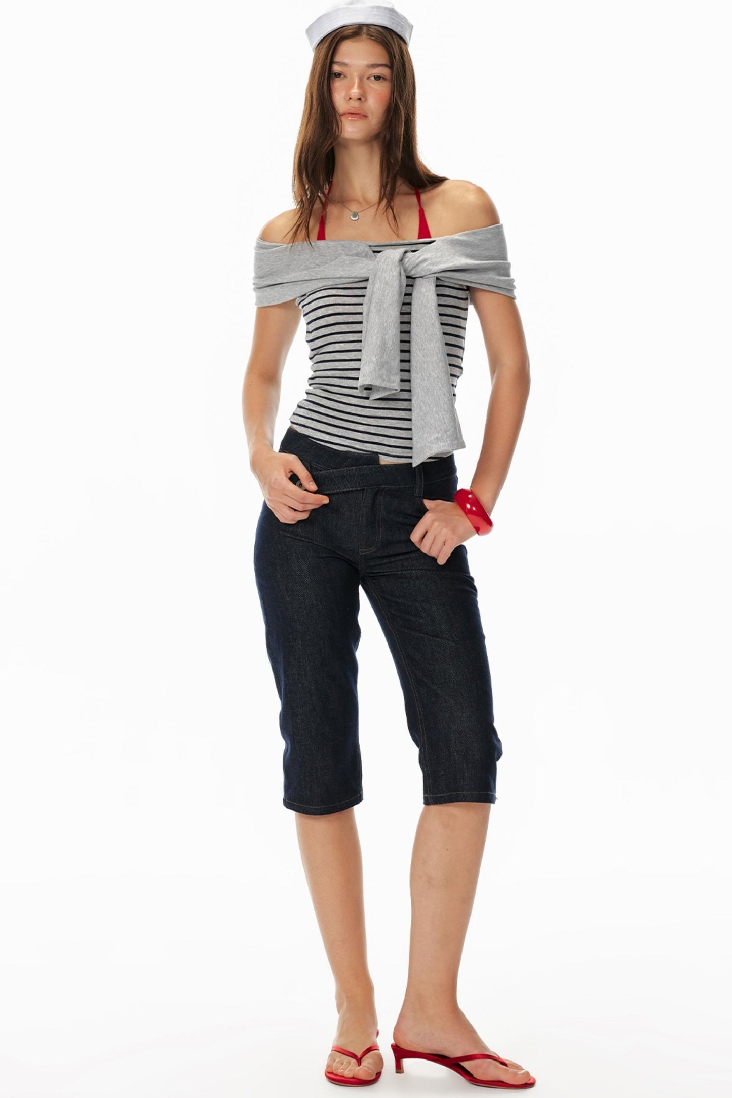 Asymmetrical Denim Shorts