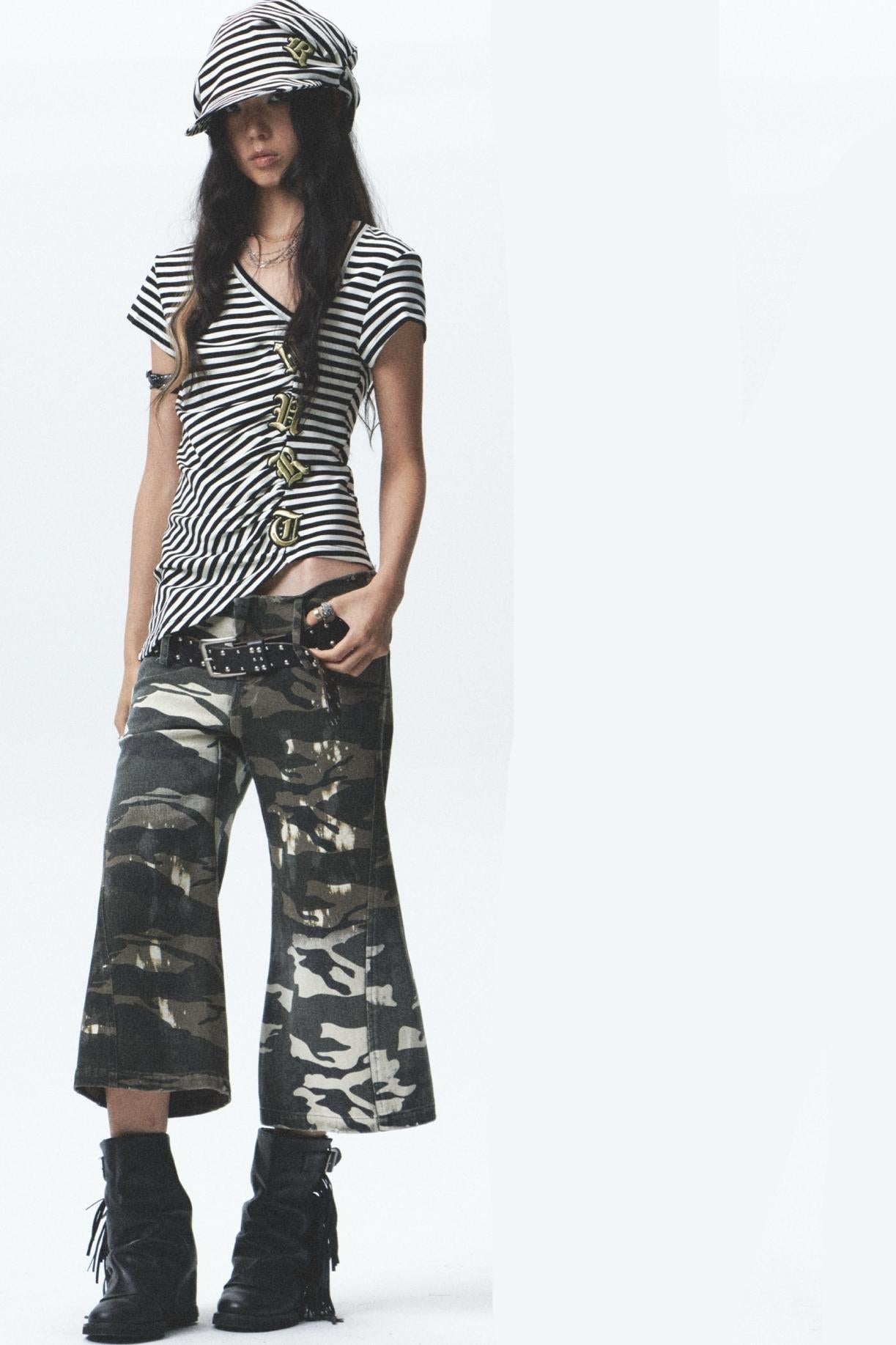 Embroidered Striped Tee