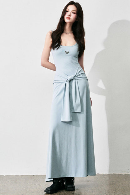 Tie-Waist Halter Maxi Dress