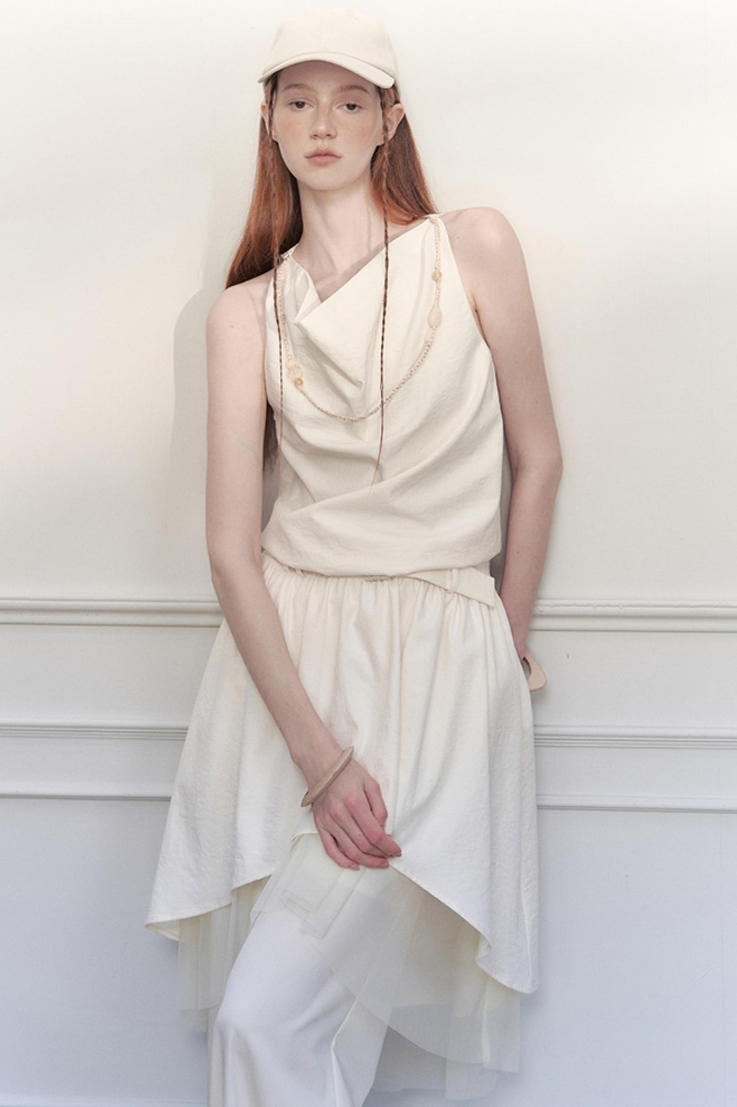 Beige Mesh Tea Dress