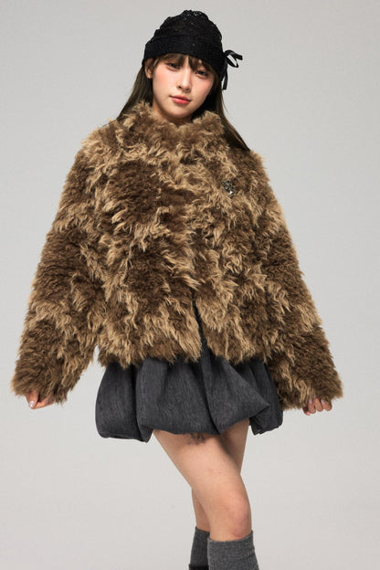 Bloom Pattern Fur Coat