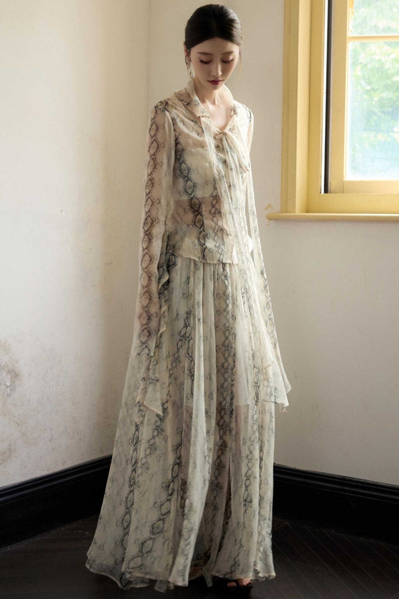 Snake Print A-line Skirt Set-Up