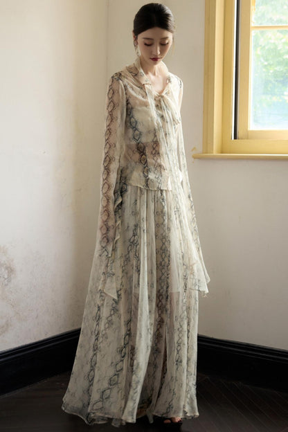 Snake Print A-line Skirt Set-Up