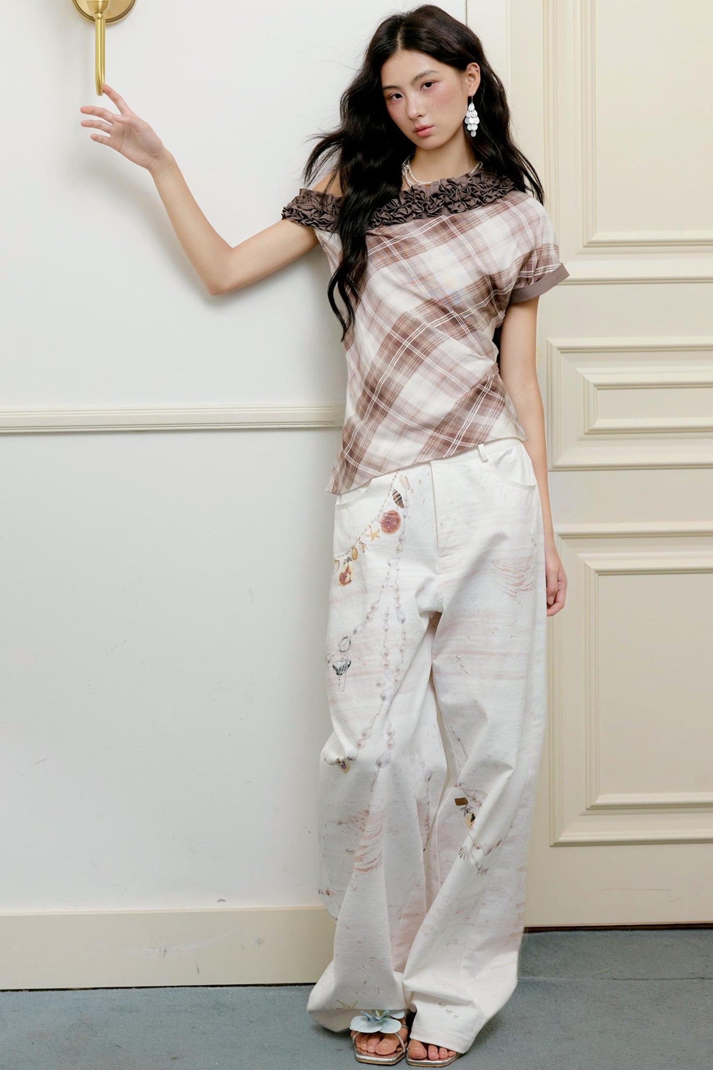 Plaid Lace Raglan Top