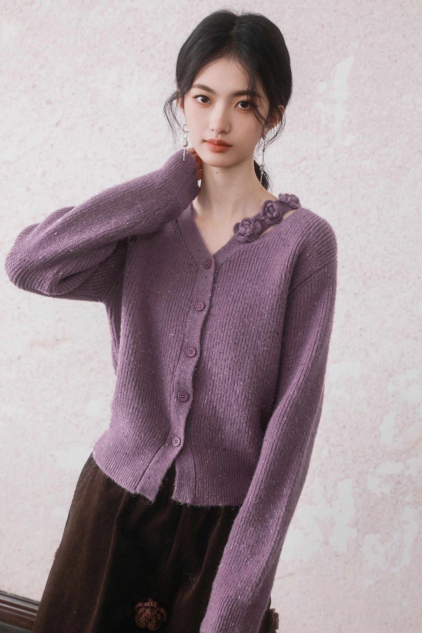 Lavender Carmine Crochet Sweater