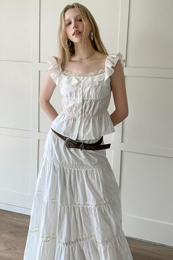 White Lace Bustier Skirt Set-Up