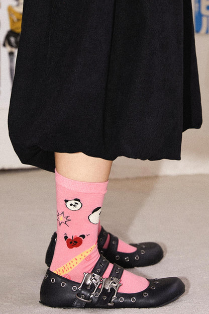 Retro Cartoon Panda Socks