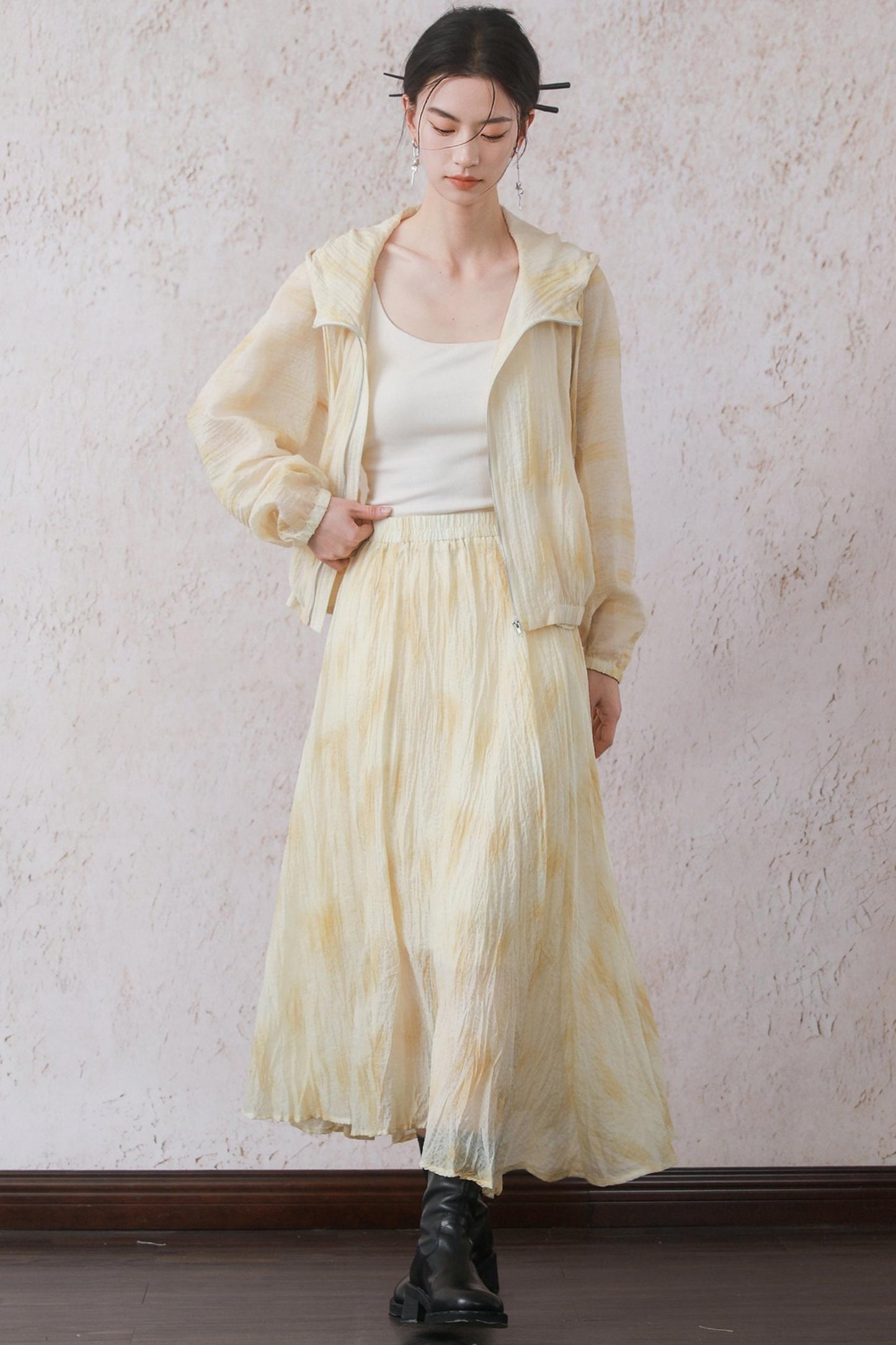 Yellow Pleated Skirt