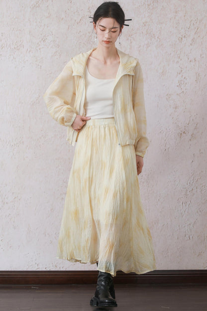 Yellow Pleated Skirt