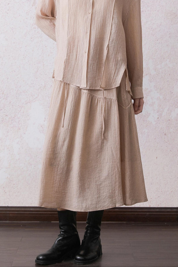 Textured Silk Midi Skirt Set-Up