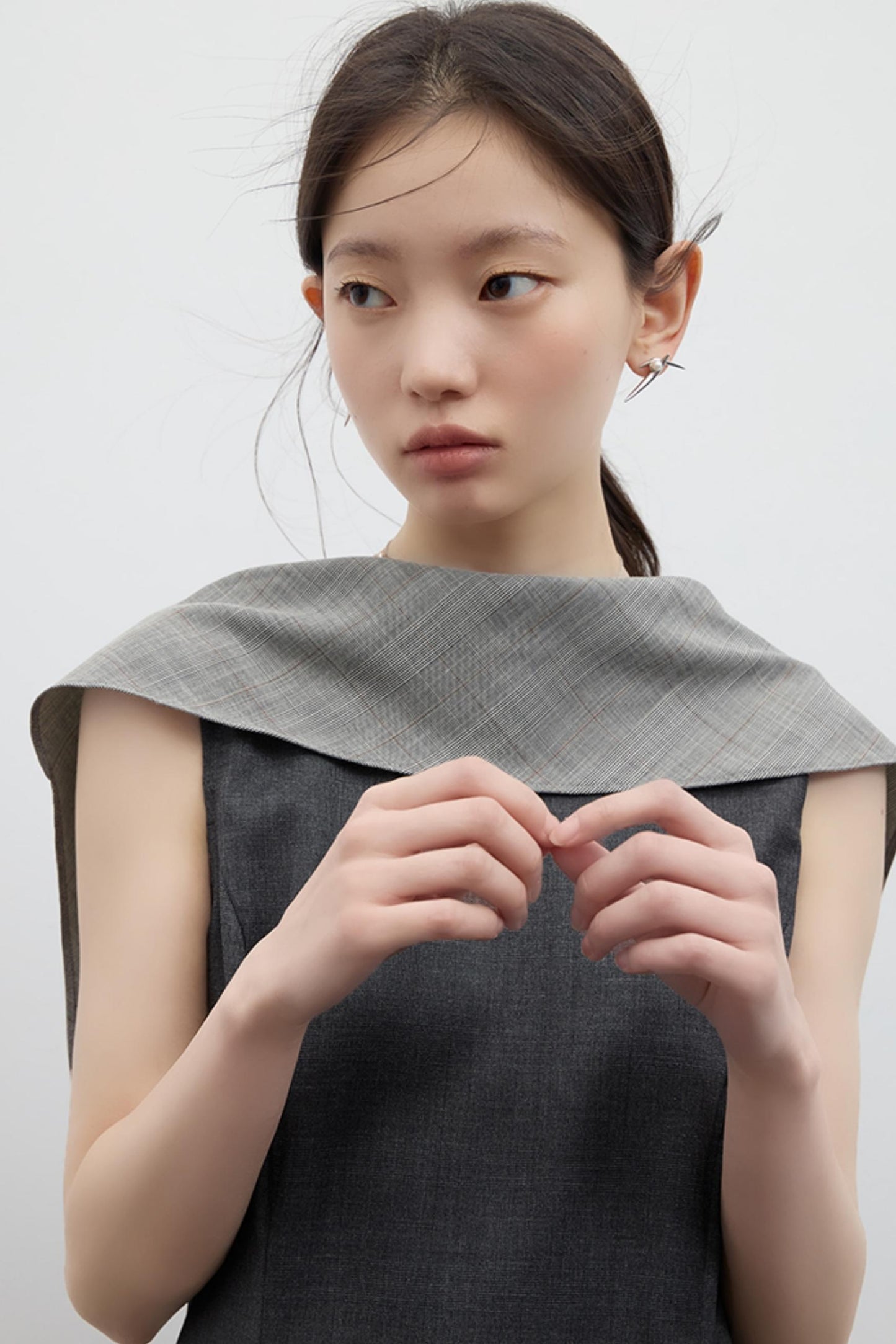 Gray Pleated Slim Fit Dress