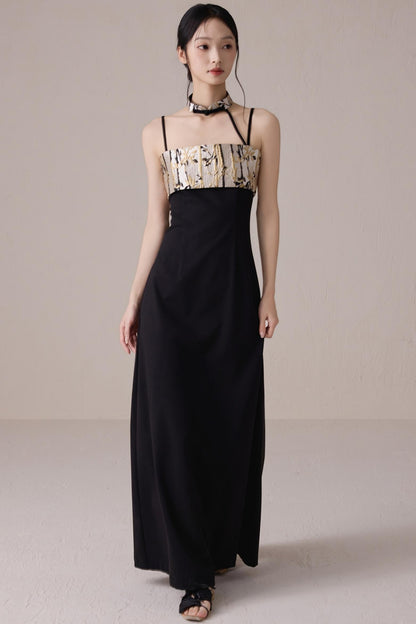 Bamboo Jacquard Halter Dress