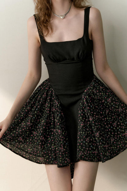 Floral Patchwork Bowtie Camisole Dress