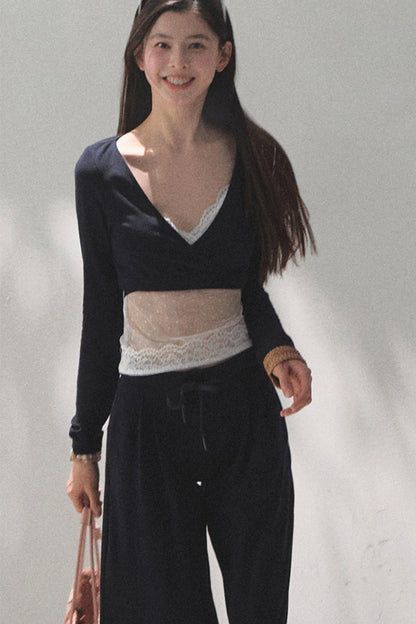 Cotton V-Neck Wide Leg Set-Up