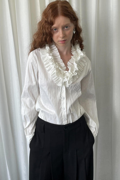 Big Lace Tie Long Sleeve Shirt