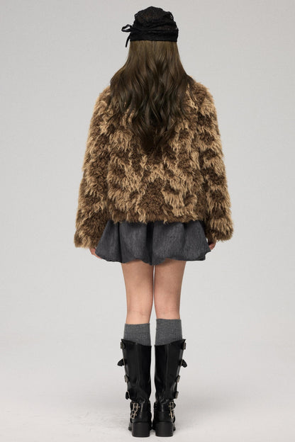 Bloom Pattern Fur Coat