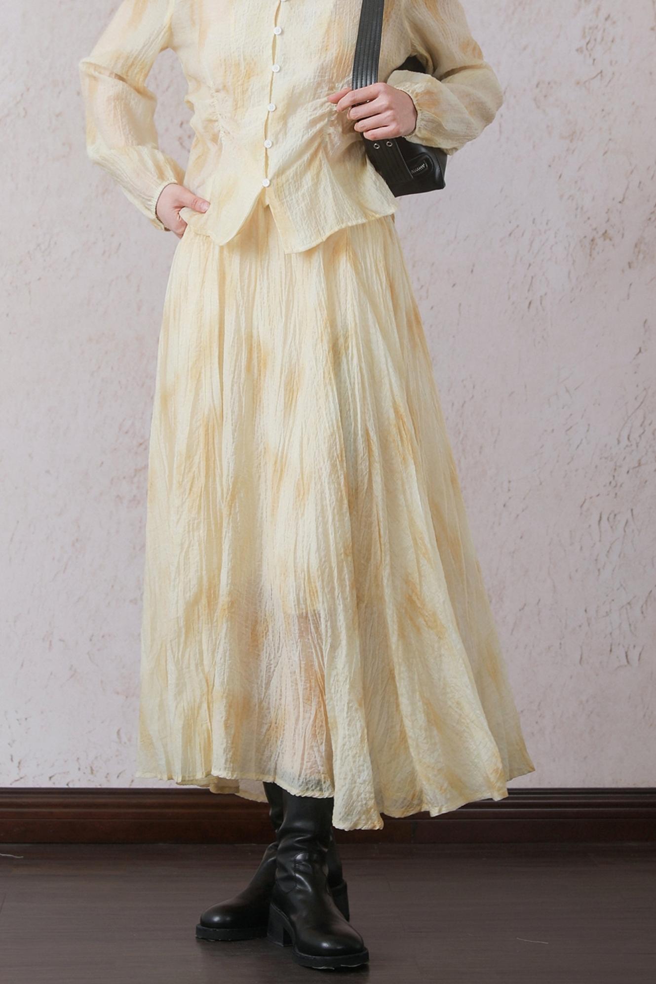Yellow Pleated Skirt