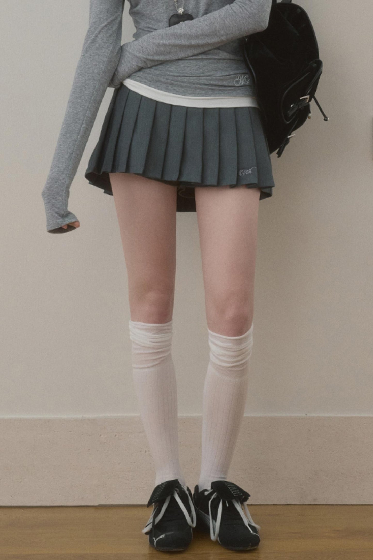 Double-Waist Pleated Skirt