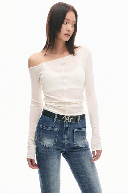 Slanted Shoulder Slim Top