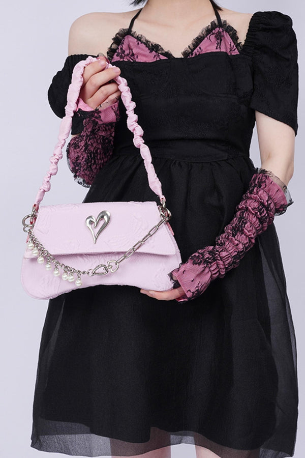 Pleated Pearl Crossbody Bag