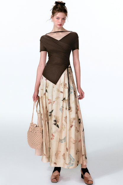 Butterfly Pleat Top With Maxi Skirt Set-Up