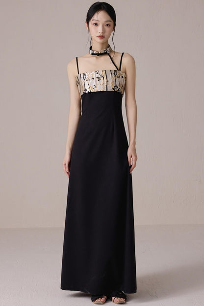 Bamboo Jacquard Halter Dress