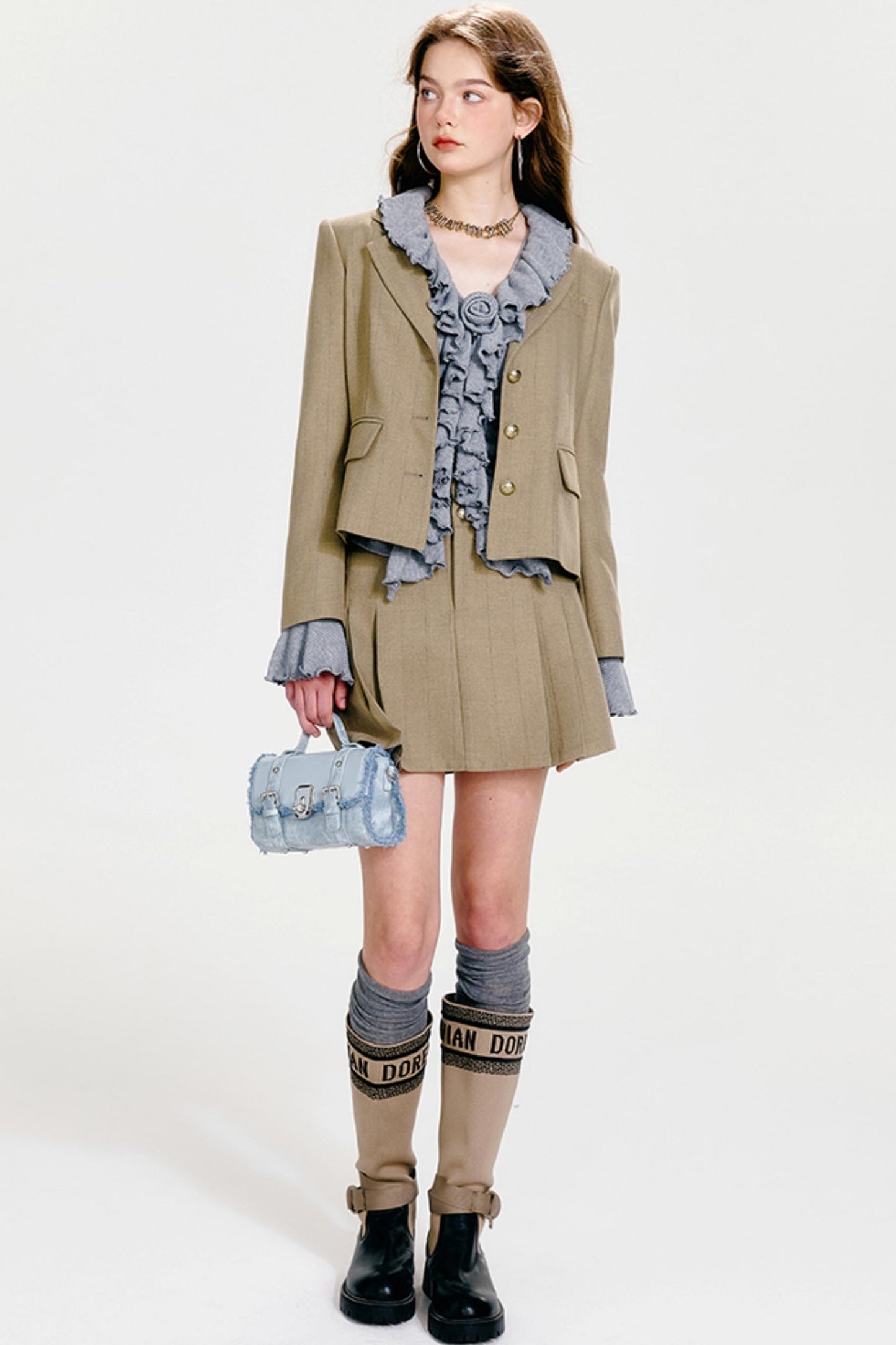 Chic V-Neck Ruffled Cardigan