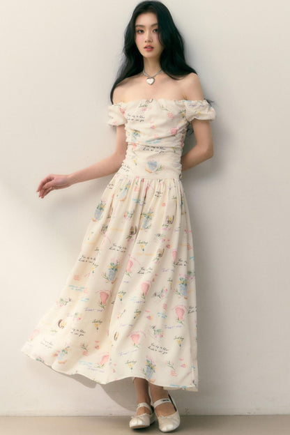 Pastel Lotus Neck-Tie Oriental Dress