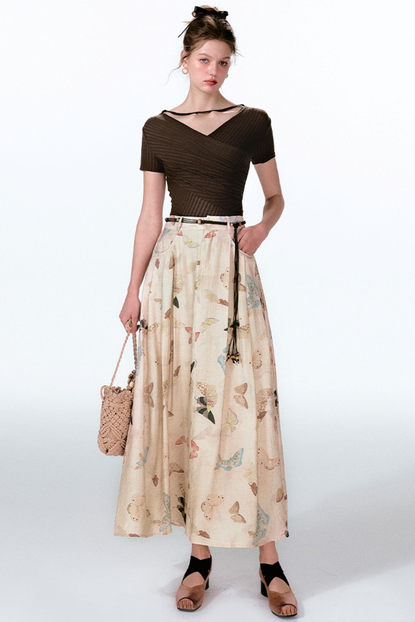 Butterfly Pleat Top With Maxi Skirt Set-Up