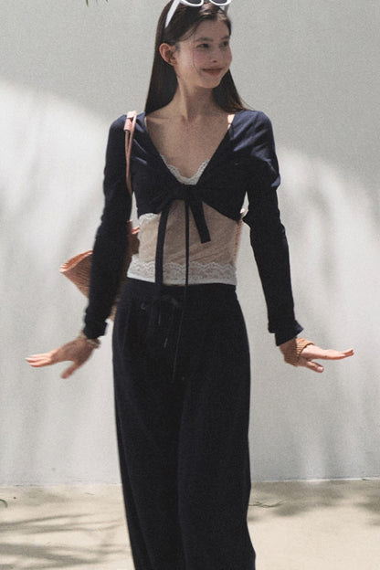 Cotton V-Neck Wide Leg Set-Up