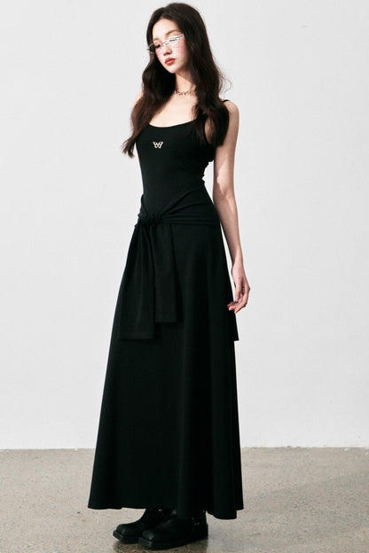 Tie-Waist Halter Maxi Dress