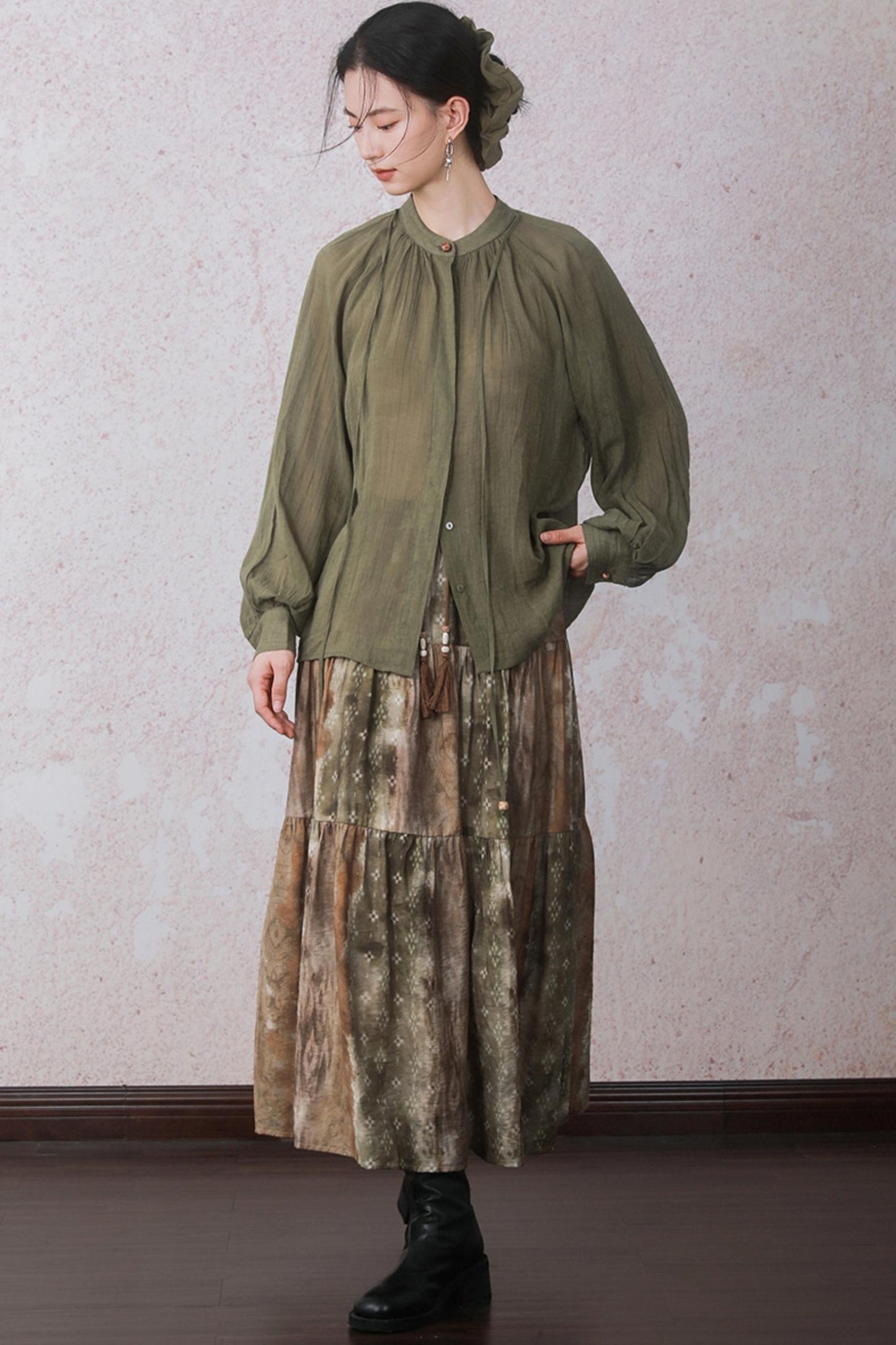 Autumn Amber Brown Blended Skirt