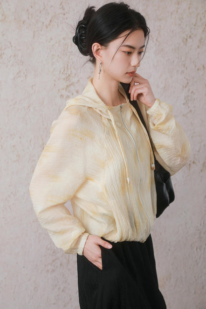 Lightweight Cheese Yellow Hooded Jacket