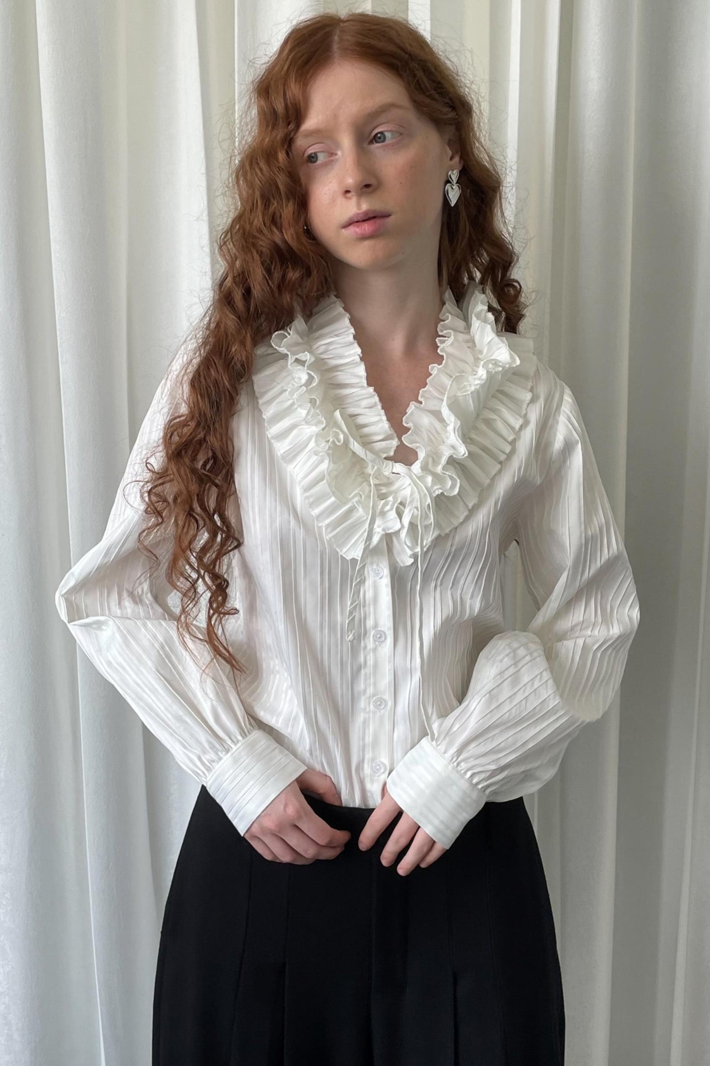 Big Lace Tie Long Sleeve Shirt