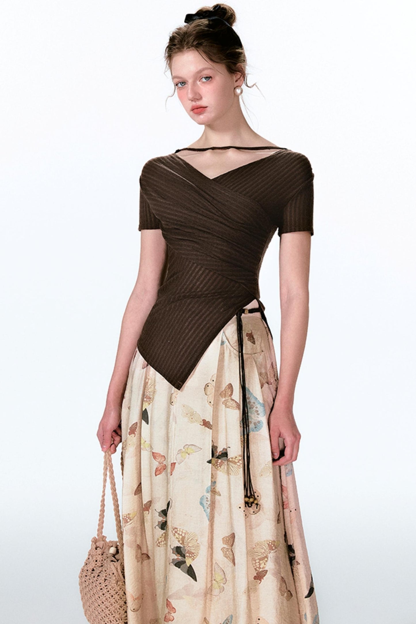 Butterfly Pleat Top With Maxi Skirt Set-Up