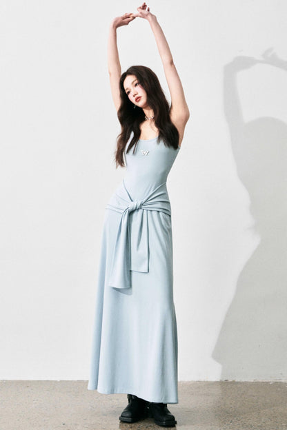 Tie-Waist Halter Maxi Dress