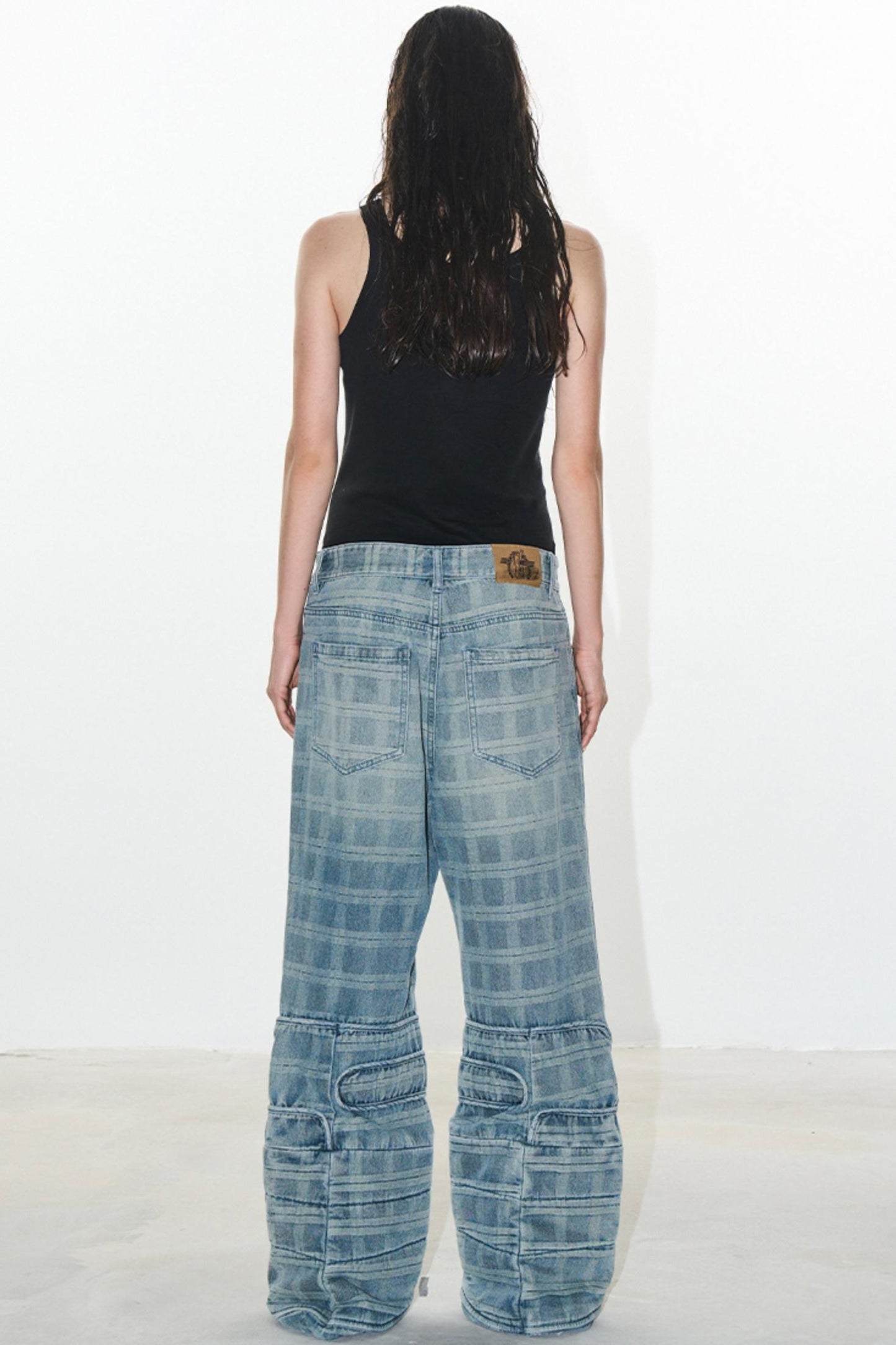 Plaid Denim Pants
