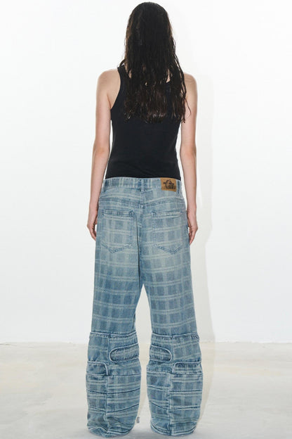 Plaid Denim Pants